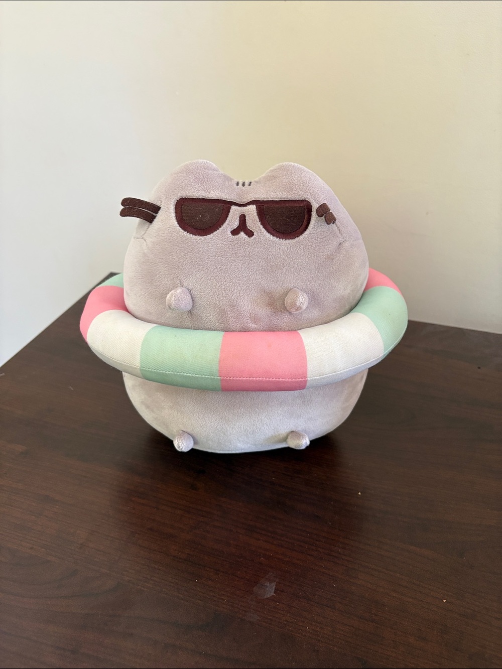 Pusheen Plush Fat Cat with Pink and Mint Striped Float